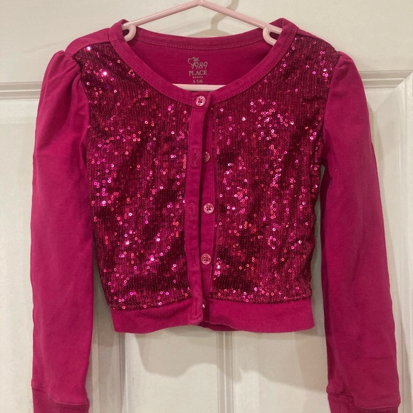 Children’s place pink sequin sweater size 5/6. - Picture 1 of 3